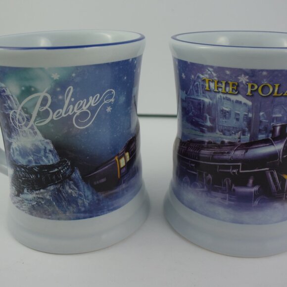 Pair of Polar Express Mugs, Heavy Ceramic, Embossed Design, LIKE NEW Condition - Picture 9 of 10